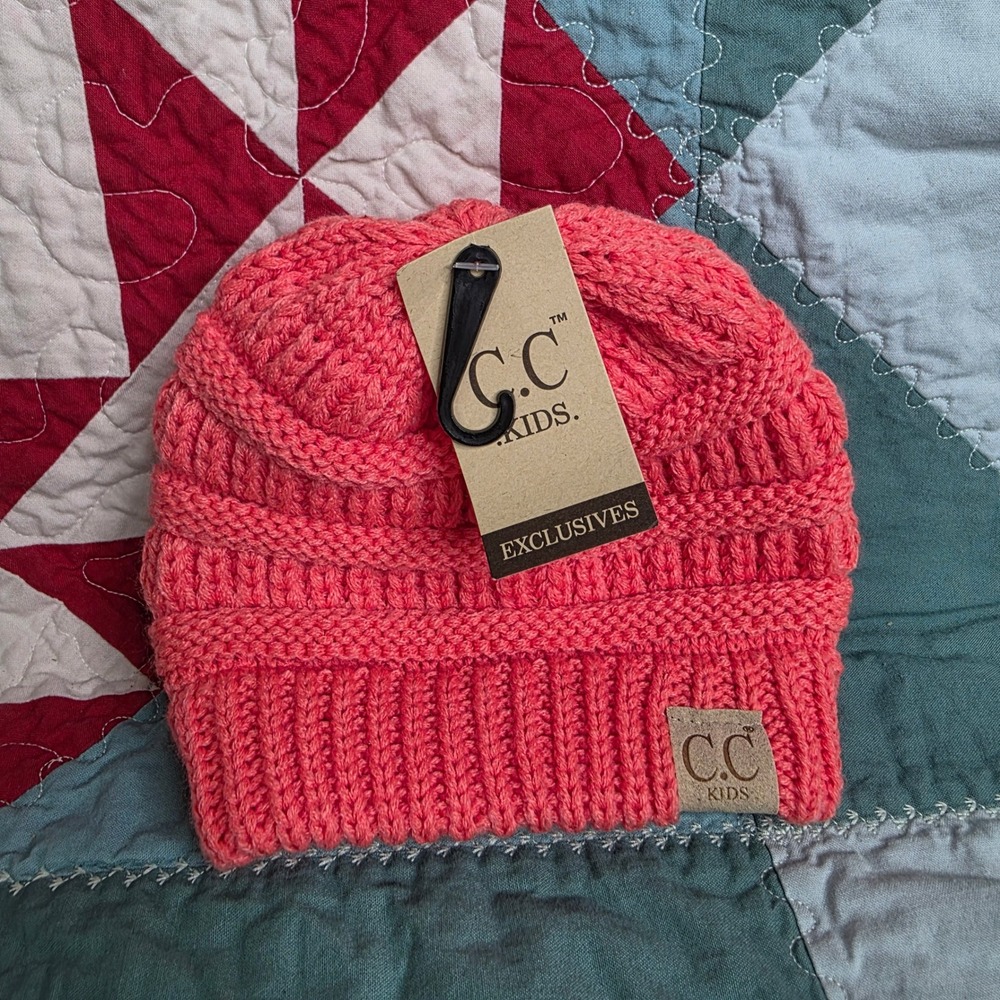C.C. Kids Coral Cable Knit Beanie YJ-847 Kids Pink Winter Hat New